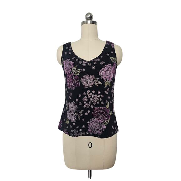 Ronnie Nicole Embellished Tank w/ Floral Glitter Pattern, Sz M, PTP: 18in - Picture 1 of 6